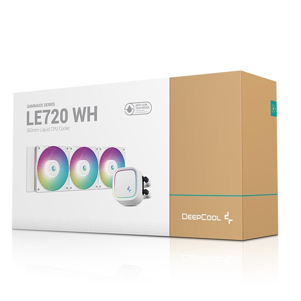 Deepcool cpu water cooler - le720 wh (max 17,8db; max. 145,86 m3/h; 3x12cm, a-rgb led, fehér)