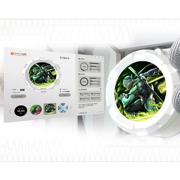 Id-cooling cpu water cooler - space sl240 white (13.8-30.5db; max. 132,52 m3/h; 2x12cm, a-rgb led, fehér)