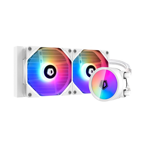 Id-cooling cpu water cooler - zoomflow 240 xt snow (13.8-30.5db; max. 126,57 m3/h; 2x12cm, a-rgb led)