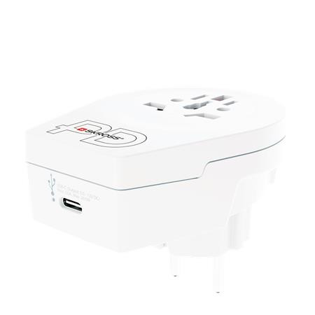 Adapter, Európába utazóknak, USB-C, gyorstöltés, földelt, SKROSS