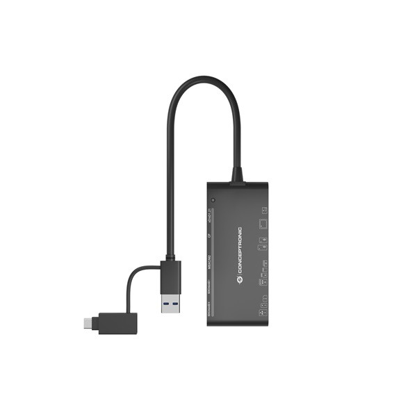 Conceptronic kártyaolvasó - bian03b (7in1, 2xsd/tf/microsd/mmc/ms/m2/cf/xd, fekete)