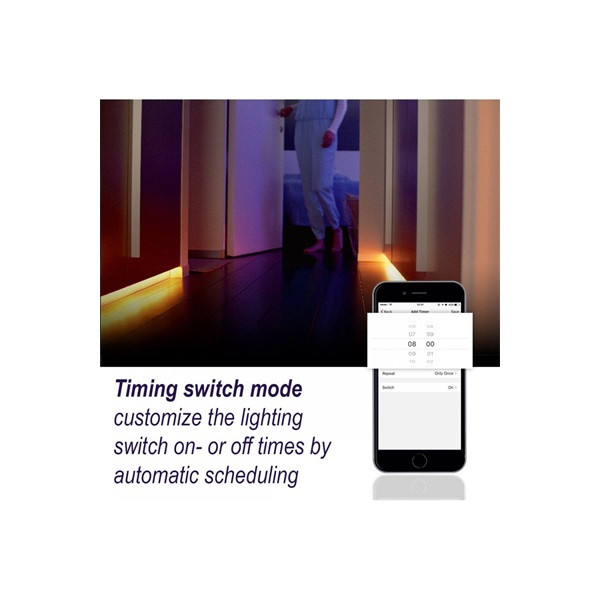Woox smart home led szalag - r5093 (5 m, 30 led/m, adapter, színes rgb+meleg fehér, wi-fi)