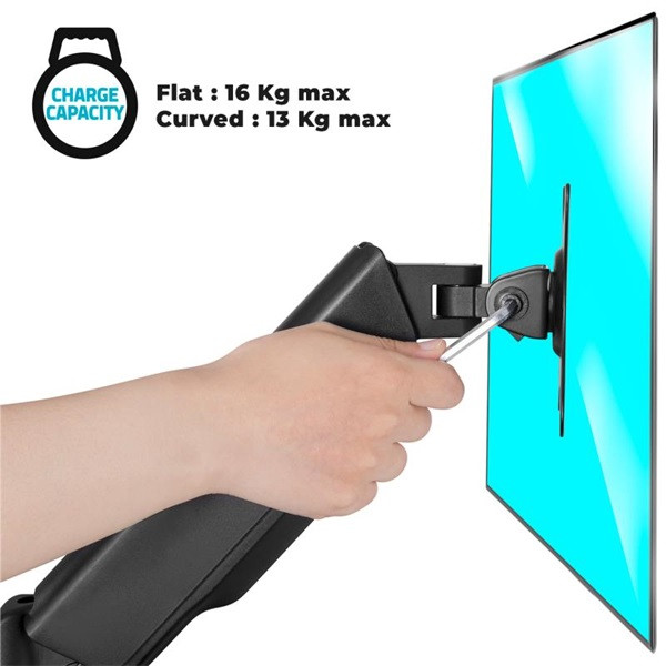 Advance monitor asztali konzol - ergomount xtrem (17-45", max.: 15kg, dönthető, forgatható, gázrugó, fekete)