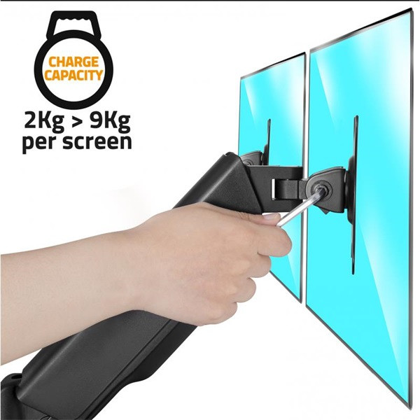 Advance monitor asztali konzol - mecamount dual (17-32", max.: 2x9kg, dönthető, forgatható, fekete)