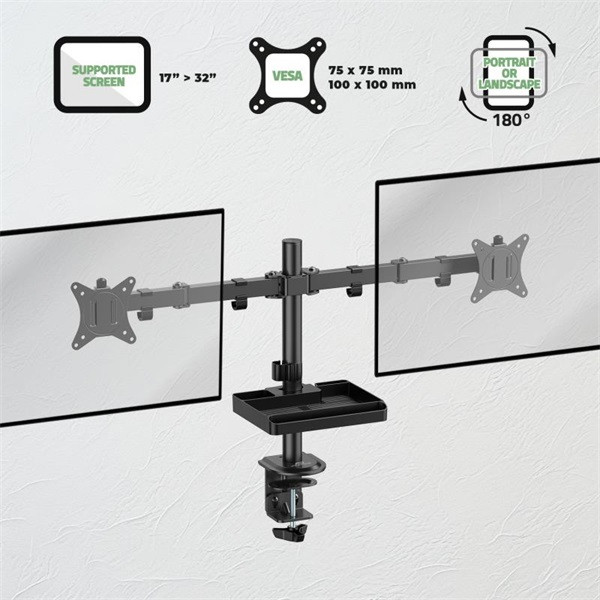 Advance monitor asztali konzol - xtendmounts dual (17-32", max.: 2x9kg, dönthető, forgatható, fekete)