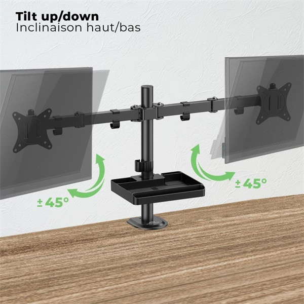 Advance monitor asztali konzol - xtendmounts dual (17-32", max.: 2x9kg, dönthető, forgatható, fekete)