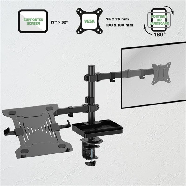 Advance monitor/notebook asztali konzol - xtendmounts flex (17-32", max.: 2x9kg, dönthető, forgatható, fekete)