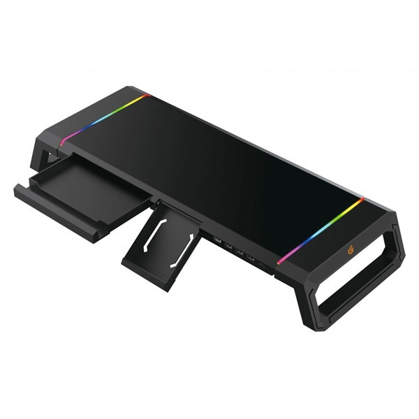 Conceptronic monitor állvány - thorne01b (állítható rgb, 4x usb2.0, beépített fiók, összecsukható, max.: 10kg, fekete)