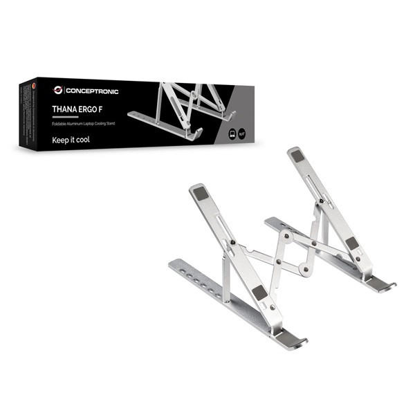 Conceptronic notebook állvány - thana04s (max.: 15,6", állítható magasság, összecsukható, max.: 50kg, szürke)