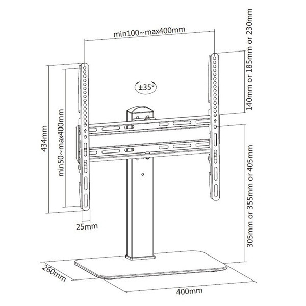 Equip monitor asztali állvány - 650611 (32"-55", 1 kijelző, forgatható, állítható magasság, max.:40kg, fekete)