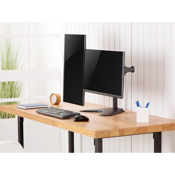 Equip monitor asztali konzol - 650123 (17"-32",2 monitor,dönthető, forgatható, max.: 2x 8kg, fekete)