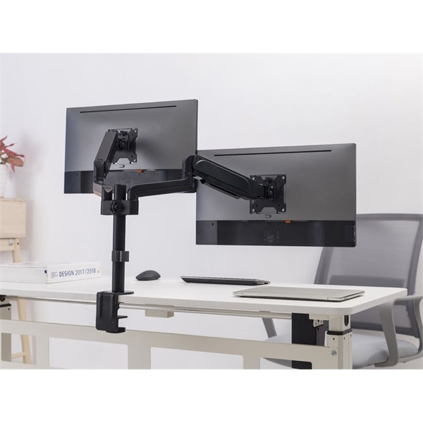 Equip monitor asztali konzol - 650133 (17"-32", 2 monitor, dönthető, forgatható, állítható magasság, max.:2x9kg, fekete)