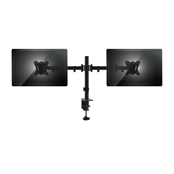 Equip monitor asztali konzol - 650152 (13"-27", 2 monitor, dönthető, forgatható, állítható magasság, max.:2x9kg, fekete)