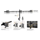 Equip monitor asztali konzol - 650158 (13"-27", 3 monitor, dönthető, forgatható, állítható magasság max.: 3x7kg, fekete)