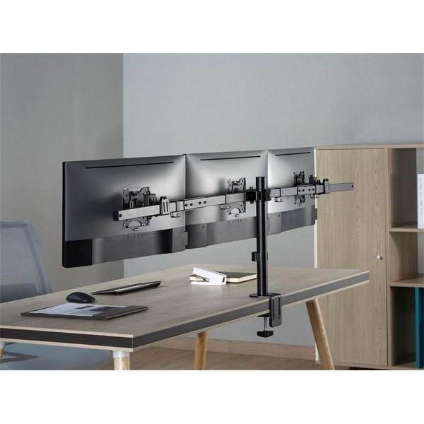 Equip monitor asztali konzol - 650158 (13"-27", 3 monitor, dönthető, forgatható, állítható magasság max.: 3x7kg, fekete)