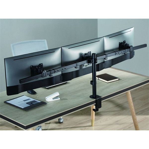Equip monitor asztali konzol - 650158 (13"-27", 3 monitor, dönthető, forgatható, állítható magasság max.: 3x7kg, fekete)