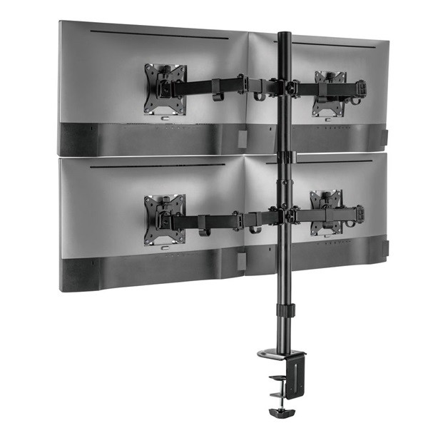 Equip monitor asztali konzol - 650159 (13"-27", 4 monitor, dönthető, forgatható, állítható magasság, max.:4x9kg, fekete)