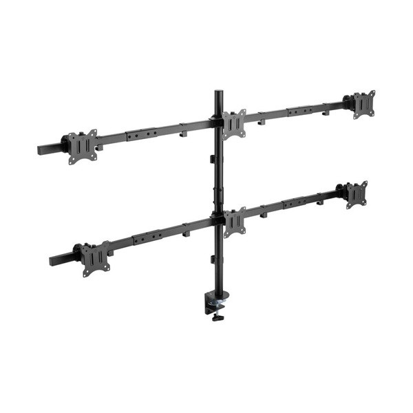 Equip monitor asztali konzol - 650160 (13"-27", 6 monitor, dönthető, forgatható, állítható magasság max.: 3x7kg, fekete)
