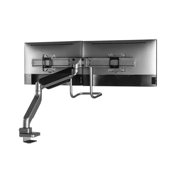 Equip monitor asztali konzol - 650161 (17"-32", 2 monitor, dönthető, forgatható, max.: 2x9kg, fekete/ezüst)