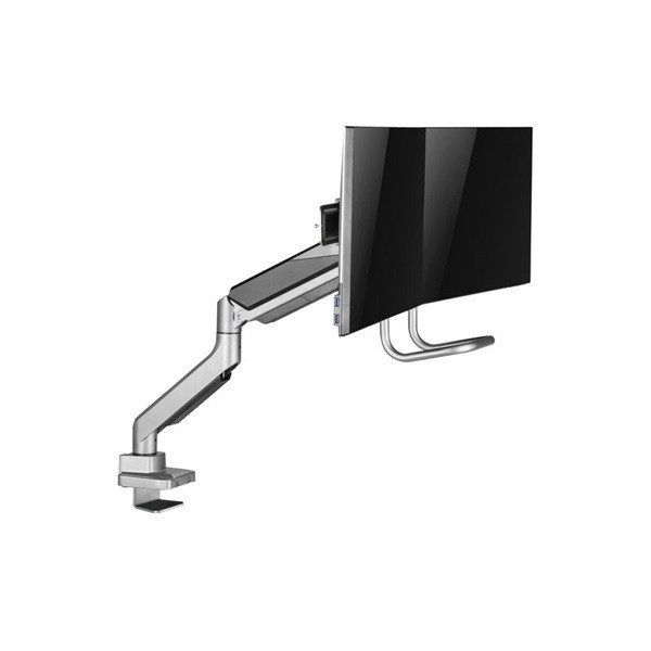 Equip monitor asztali konzol - 650161 (17"-32", 2 monitor, dönthető, forgatható, max.: 2x9kg, fekete/ezüst)