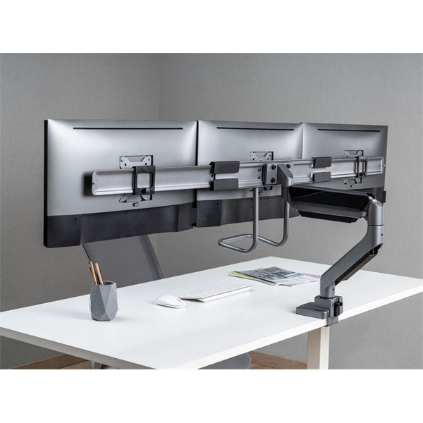 Equip monitor asztali konzol - 650162 (17"-27", 3 monitor, dönthető, forgatható, max.: 3x6kg, fekete/ezüst)