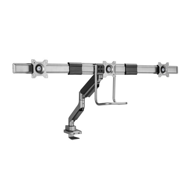 Equip monitor asztali konzol - 650162 (17"-27", 3 monitor, dönthető, forgatható, max.: 3x6kg, fekete/ezüst)