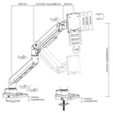 Equip monitor asztali konzol - 650181 (17"-49", 1 monitor, dönthető, forgatható, max.: 20kg, fehér)