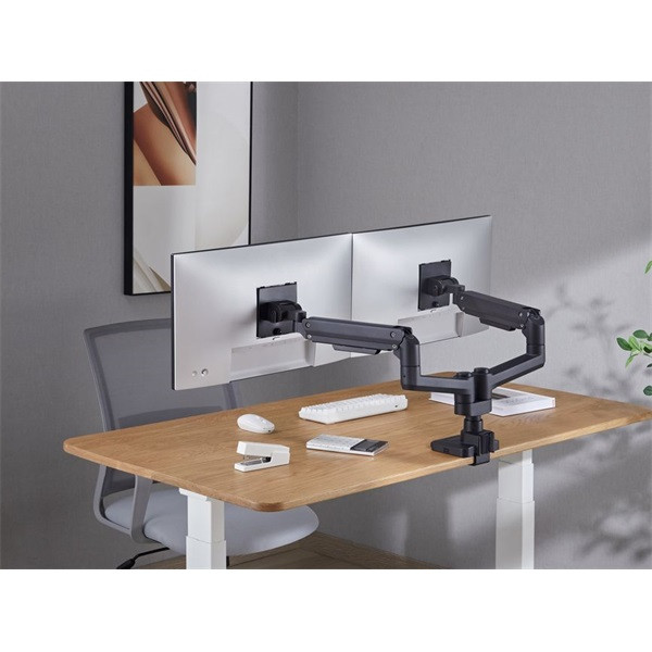 Equip monitor asztali konzol - 650182 (17"-35", 2 monitor, dönthető, forgatható, max.: 2x20kg, fekete)