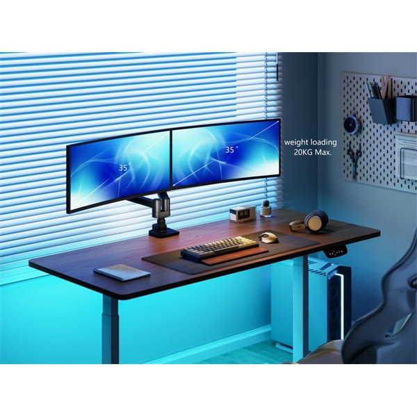 Equip monitor asztali konzol - 650182 (17"-35", 2 monitor, dönthető, forgatható, max.: 2x20kg, fekete)