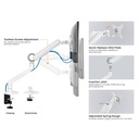 Equip monitor asztali konzol - 650185 (17"-35", 1 monitor, dönthető, forgatható, max.: 10,5kg, fehér)