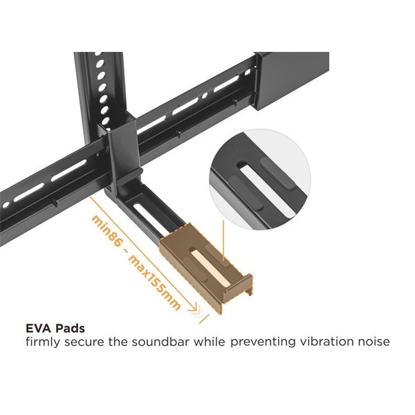 Equip soundbar fali konzol - 650895 (támogatott szélesség: 86-155mm, rezgés csökkentés, fekete)