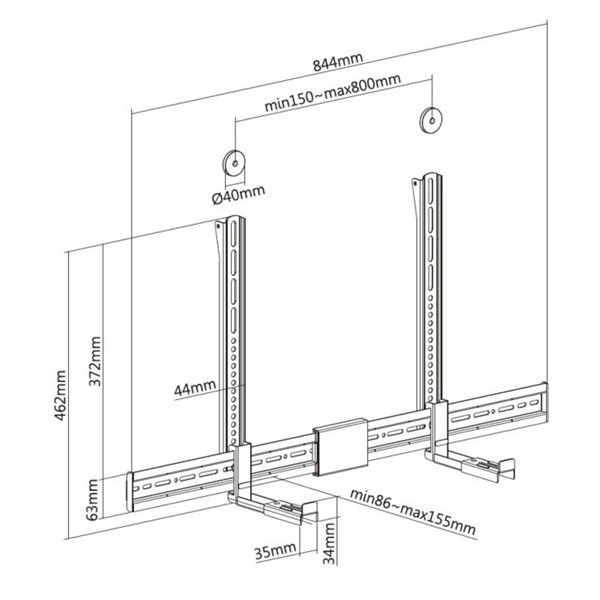 Equip soundbar fali konzol - 650895 (támogatott szélesség: 86-155mm, rezgés csökkentés, fekete)