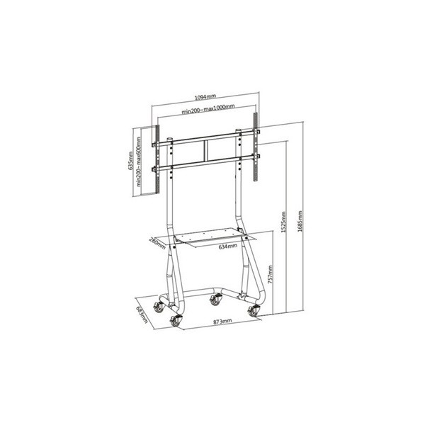 Equip tv állvány - 650609 (60"-105" álló, gurulós, max.:100kg, fekete)