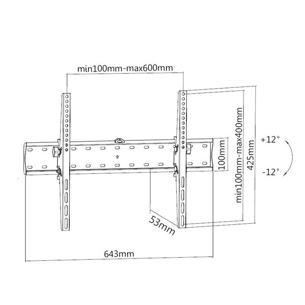 Equip tv fali konzol - 650332 (37"-70", max.: 40kg, dönthető, fekete)