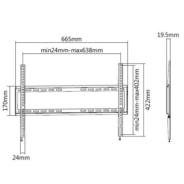 Equip tv fali konzol - 650333 (37"-70", max.: 35kg, fekete)