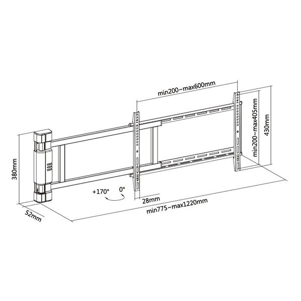 Equip tv fali konzol - 650336 (32"-75", motoros, max.: 50kg, fekete)
