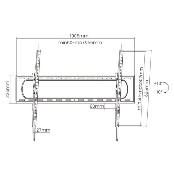 Equip tv fali konzol - 650339 (60"-120", max.: 120kg, dönthető, fekete)