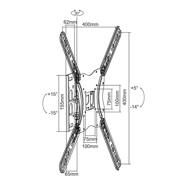Equip tv fali konzol - 650405 (23"-55", dönthető, forgatható, max.: 30kg, fekete)