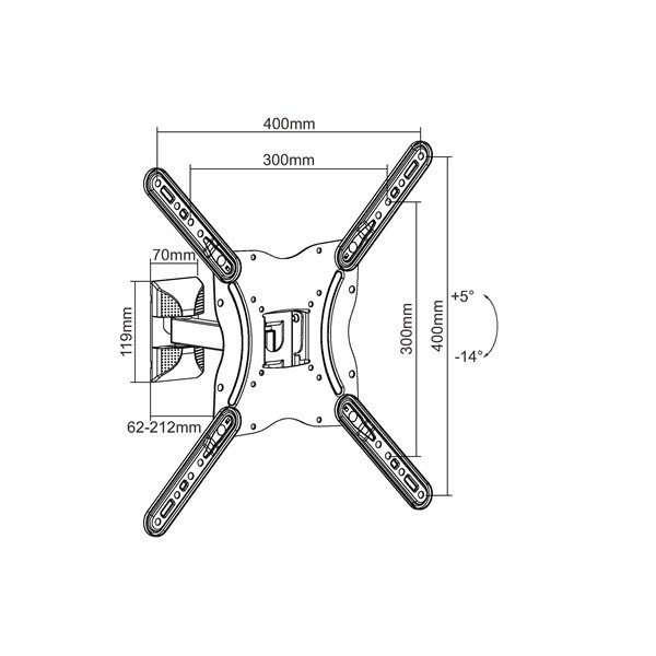 Equip tv fali konzol - 650406 (23"-55", dönthető, forgatható, kihúzható, max.: 30kg, fekete)