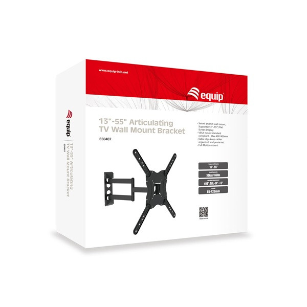 Equip tv fali konzol - 650407 (23"-55", dönthető, forgatható, kihúzható, max.: 30kg, fekete)