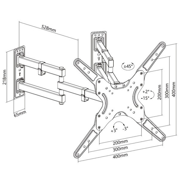 Equip tv fali sarok konzol - 650328 (23"-55", max.: 45kg, dönthető, forgatható, sarokba szerelhető, fekete)