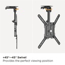 Equip tv mennyezeti konzol - 650375 (23"-55", dönthető, max.: 20kg, fekete)
