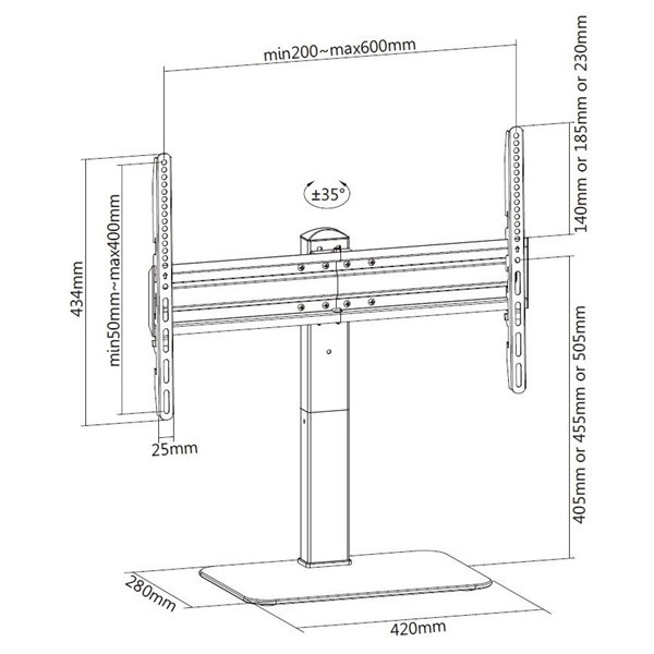Equip tv/monitor állvány - 650612 (37"-70", állítható magasság, forgatható, max.:40kg, fekete)