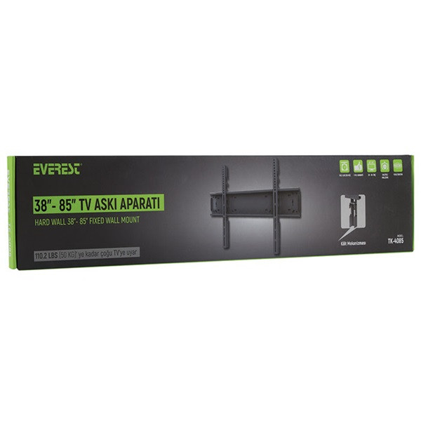 Everest tv állvány - tk-4085 (38"-85"-ig, fali, ultra keskeny, 50kg teherbírás, fekete)