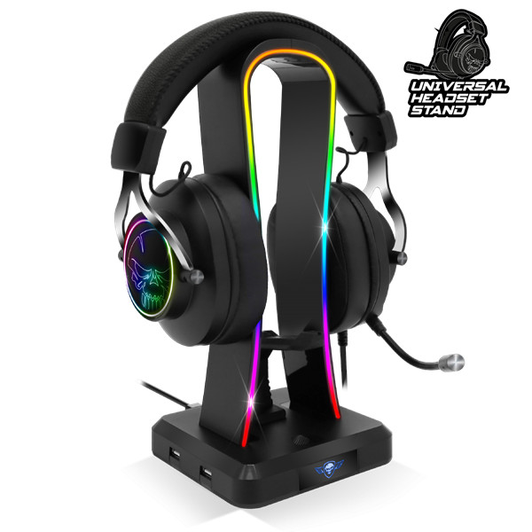 Spirit of gamer fejhallgató állvány - sentinel (4xusb2.0, kábelvezetés, csúszásmentes talp, 11 rgb preset)