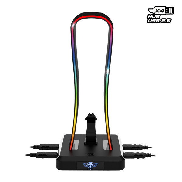 Spirit of gamer fejhallgató állvány - sentinel (4xusb2.0, kábelvezetés, csúszásmentes talp, 11 rgb preset)