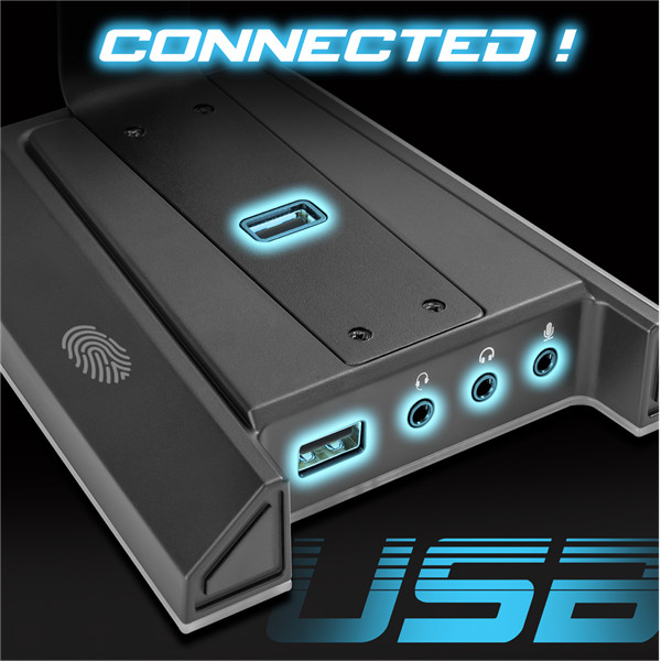 Spirit of gamer fejhallgató állvány - sentinel 7.1 (3,5mm jack + 2xusb2.0, kábelvezetés, 7.1 hangkártya, 1,8m kábel)
