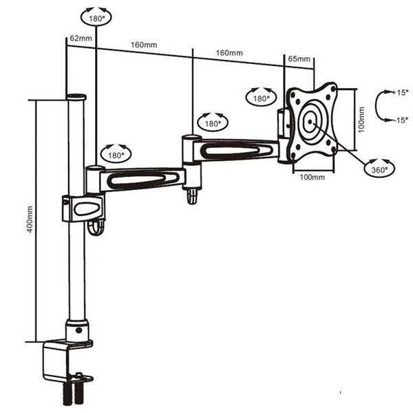 Sunne (lcd-b13) monitor asztali konzol, dönthető, forgatható, 13-27"; kartáv:439mm