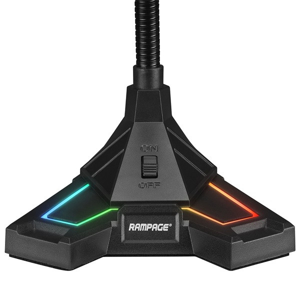 Rampage mikrofon - sn-rmx2 chatty (usb csatlakozó; állvány, fekete, rgb)