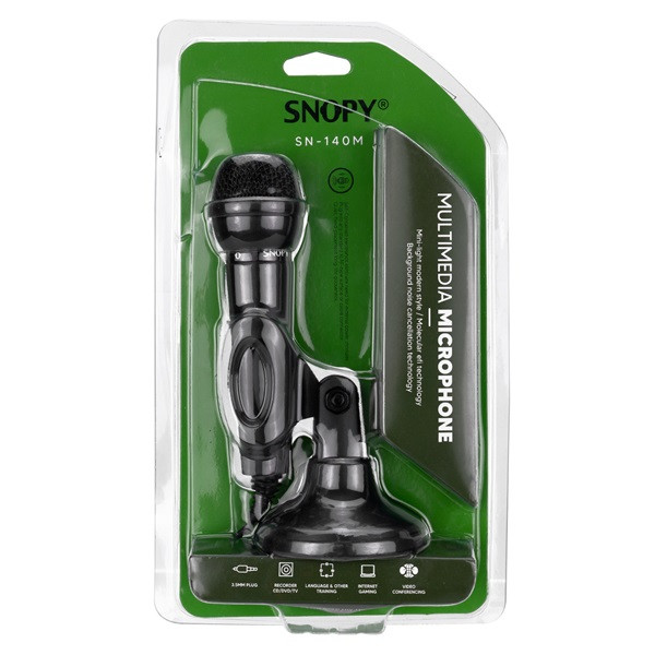 Snopy mikrofon - sn-140m (3,5 jack csatlakozó; 180cm kábel; állvány, fekete)